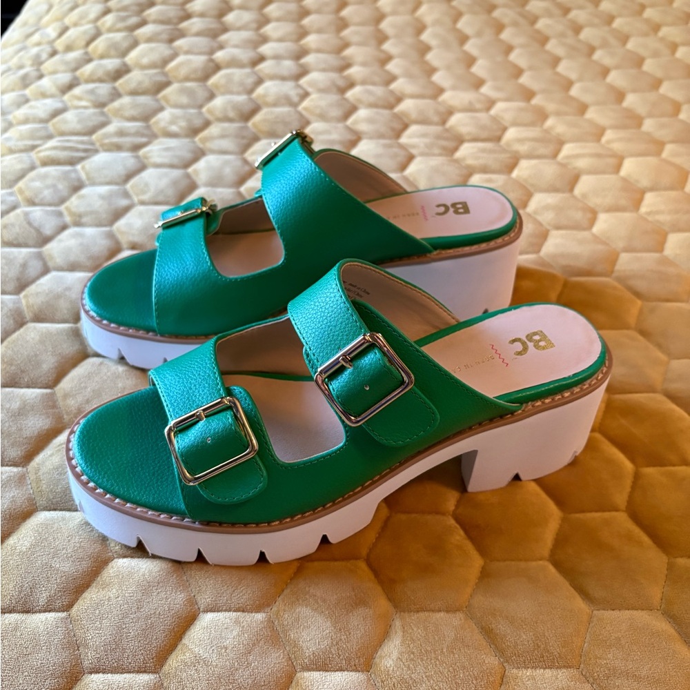 BC Green Women's Buckle Sandals